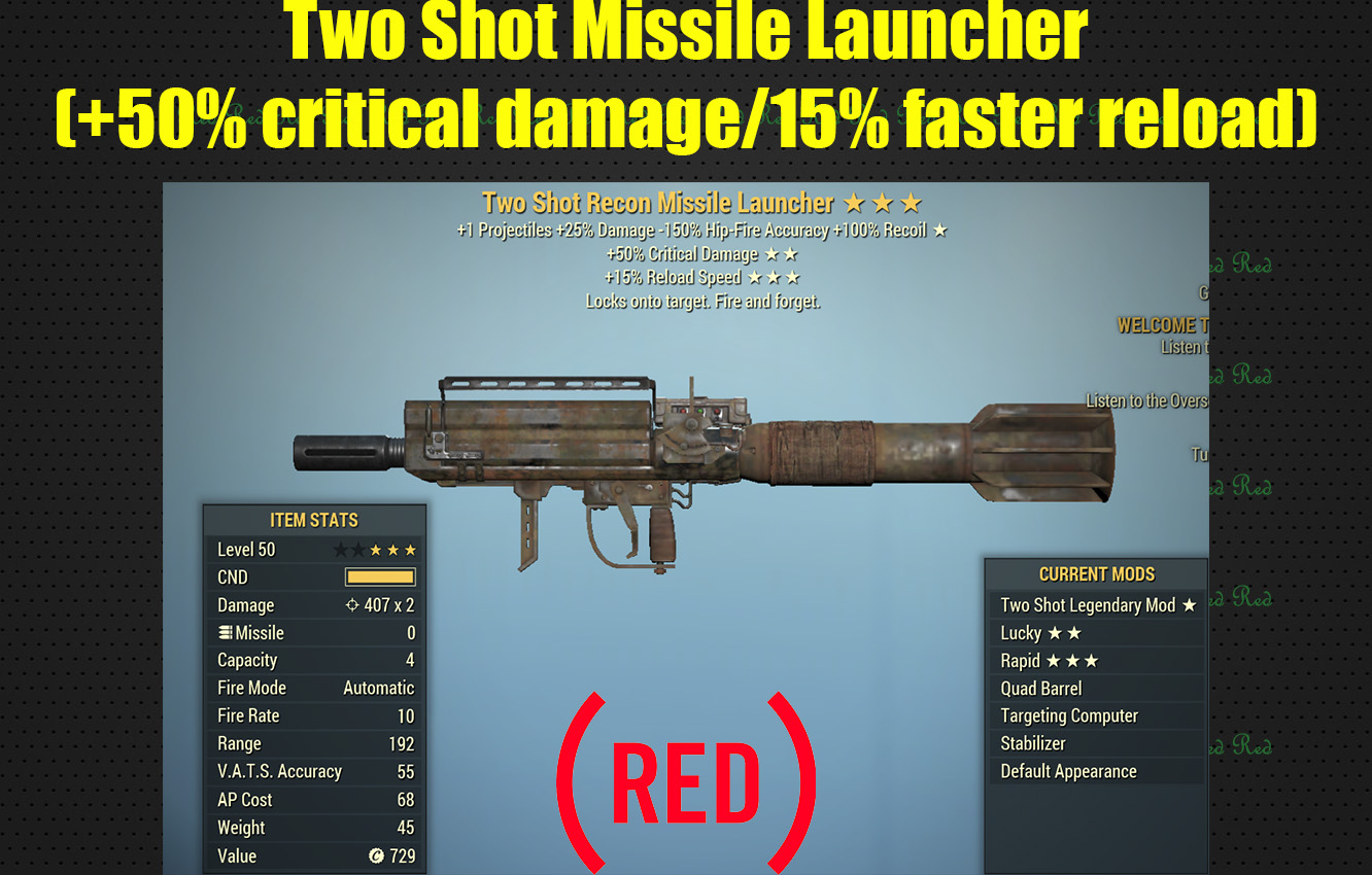 Two Shot Missile Launcher (+50% critical damage/15% faster reload)