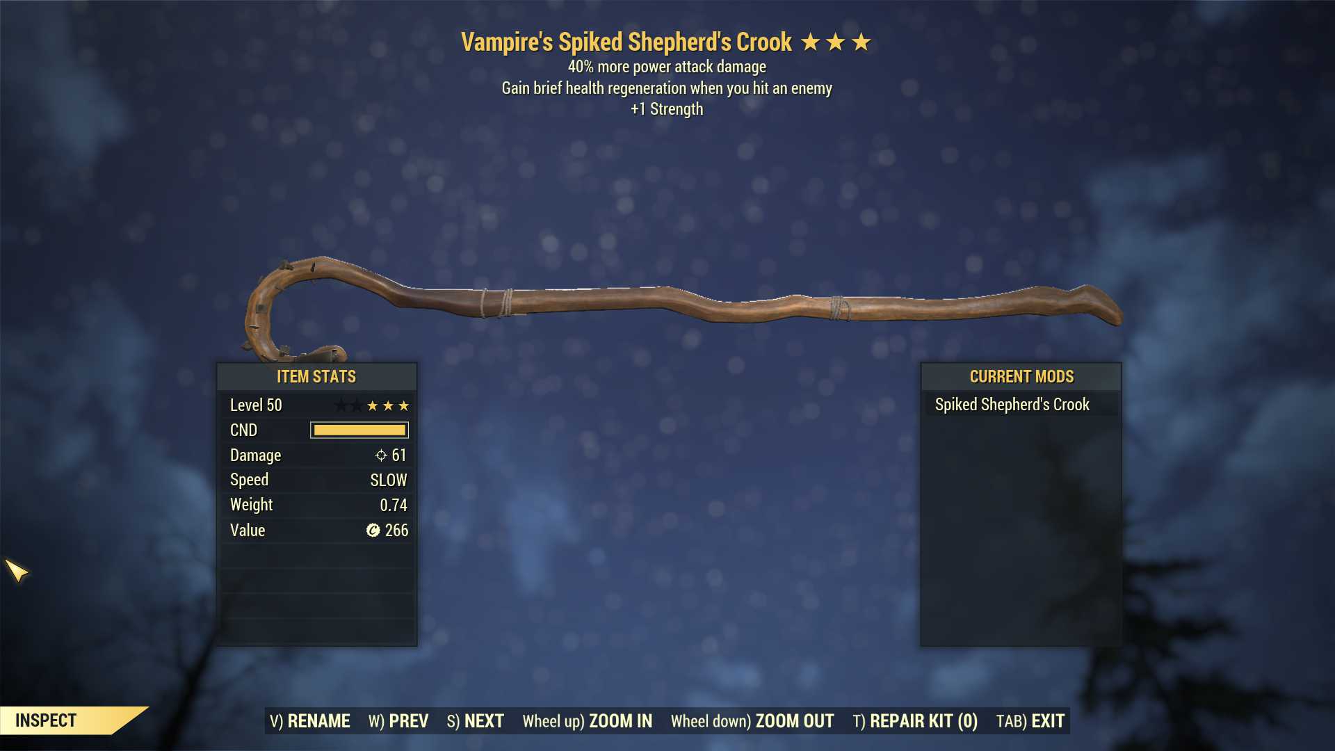 Vampire's Shepherd's Crook (+40% damage PA, +1 Strength)
