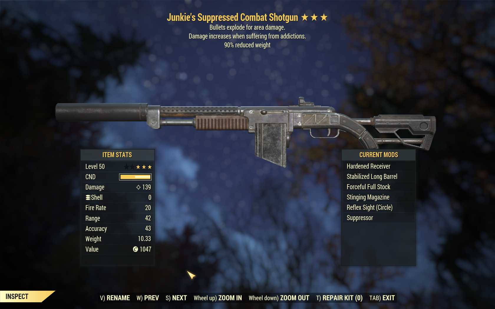 Junkie's Explosive Combat Shotgun (90% reduced weight)