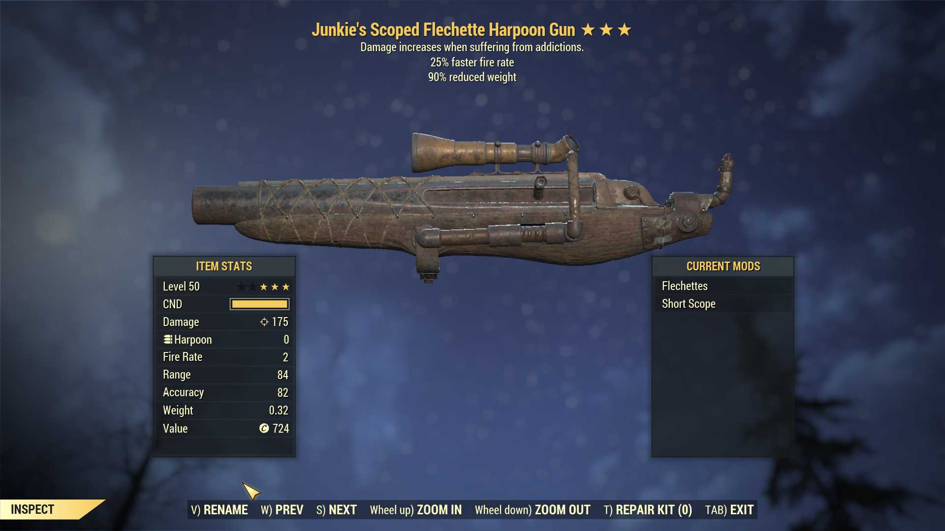 Junkie's Harpoon Gun (25% faster fire rate, 90% reduced weight)