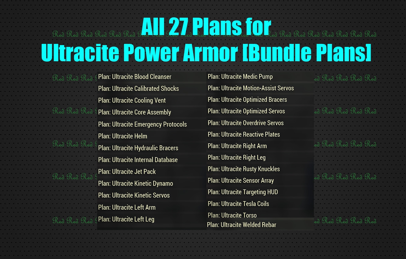 All 27 Plans for Ultracite Power Armor [Bundle Plans]