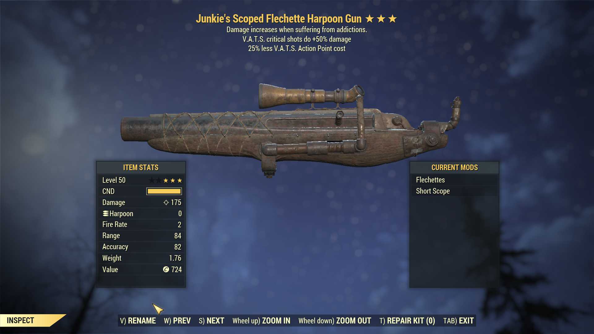 Junkie's Harpoon Gun (+50% critical damage, 25% less VATS AP cost)