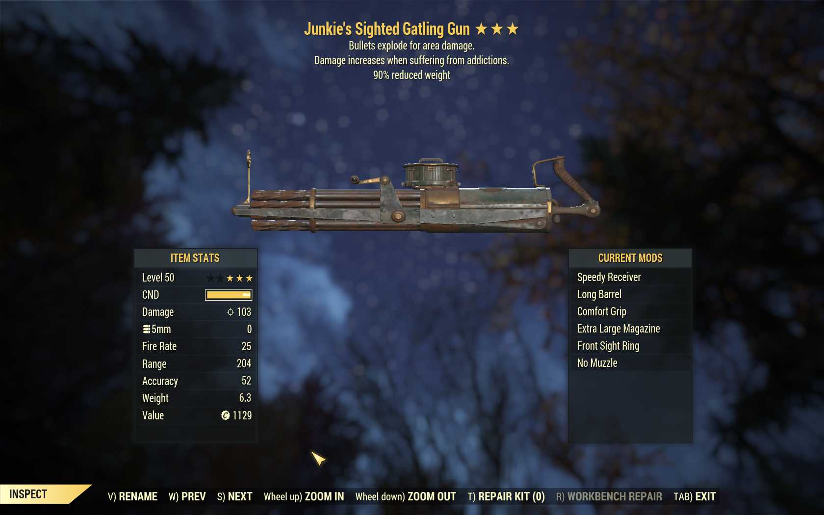 Junkie's Explosive Gatling Gun (90% reduced weight)