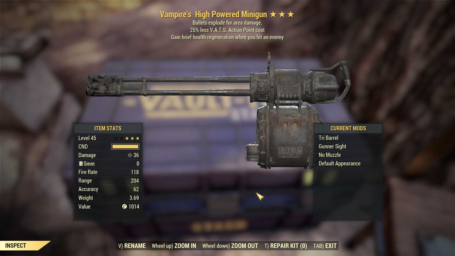 Vampire's Explosive Minigun (25% less VATS AP cost)