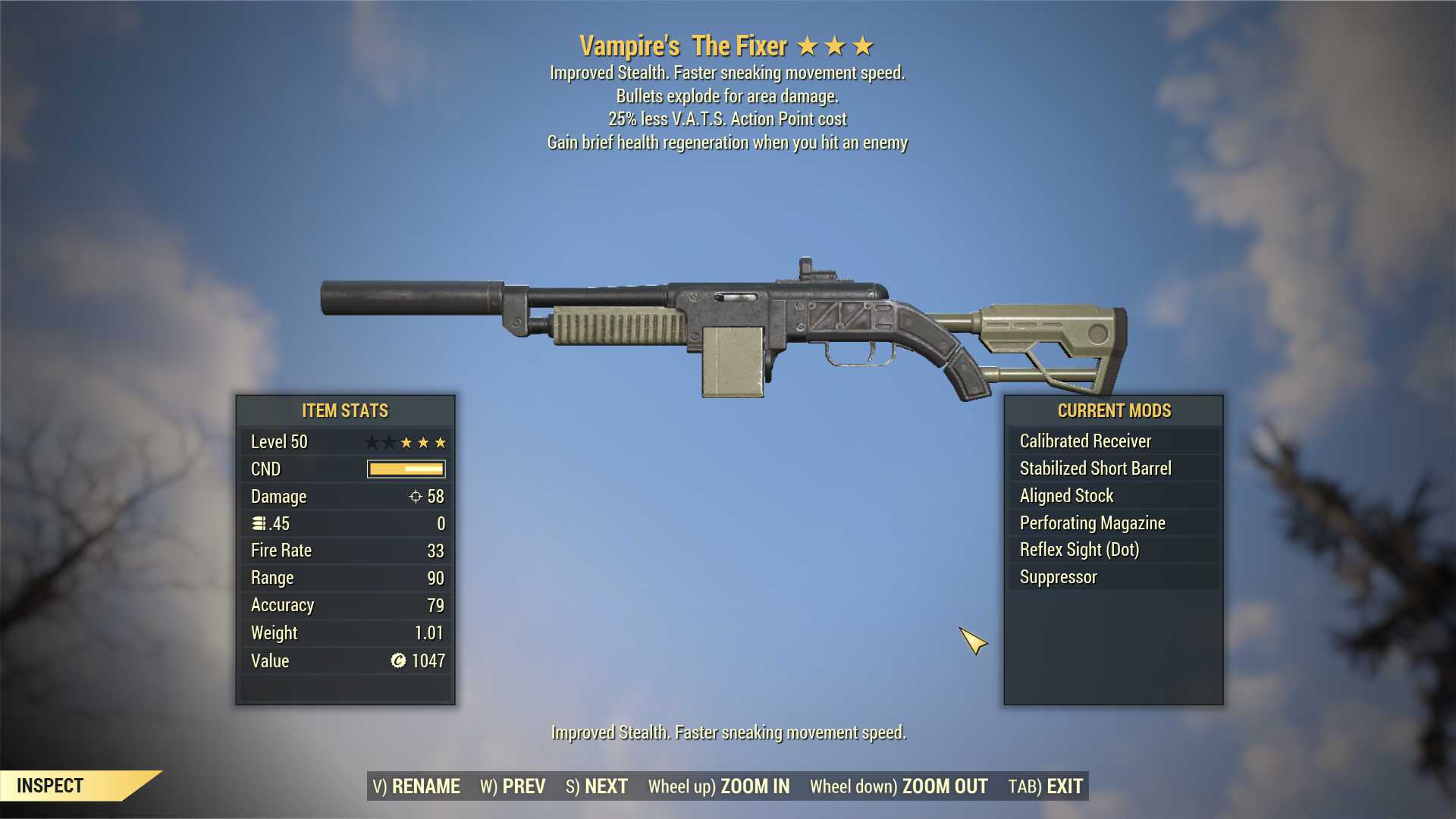 Vampire's Explosive The Fixer (25% less VATS AP cost)