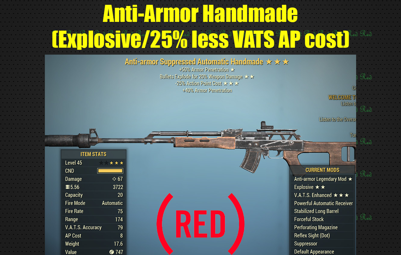 Anti-Armor Handmade (Explosive/25% less VATS AP cost)