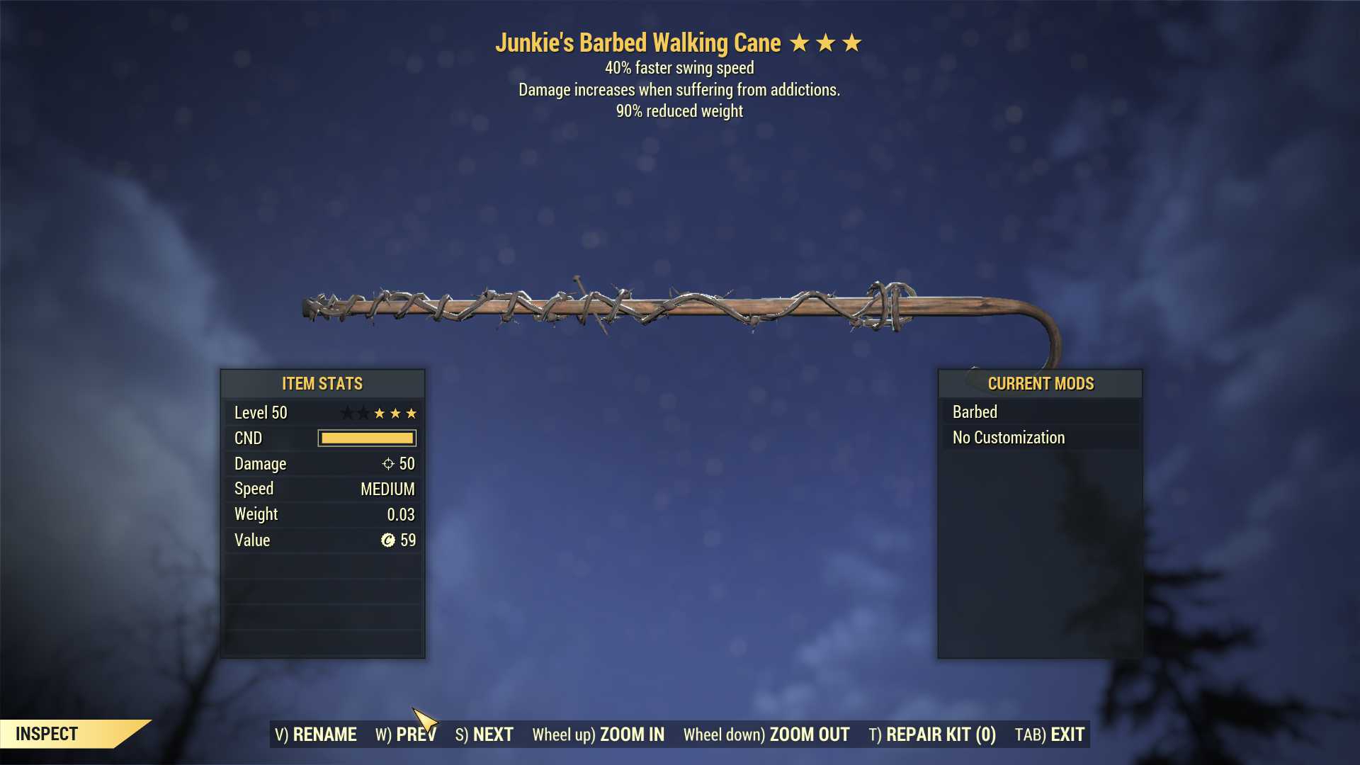 Junkie's Walking Cane (40% Faster Swing Speed, 90% reduced weight)