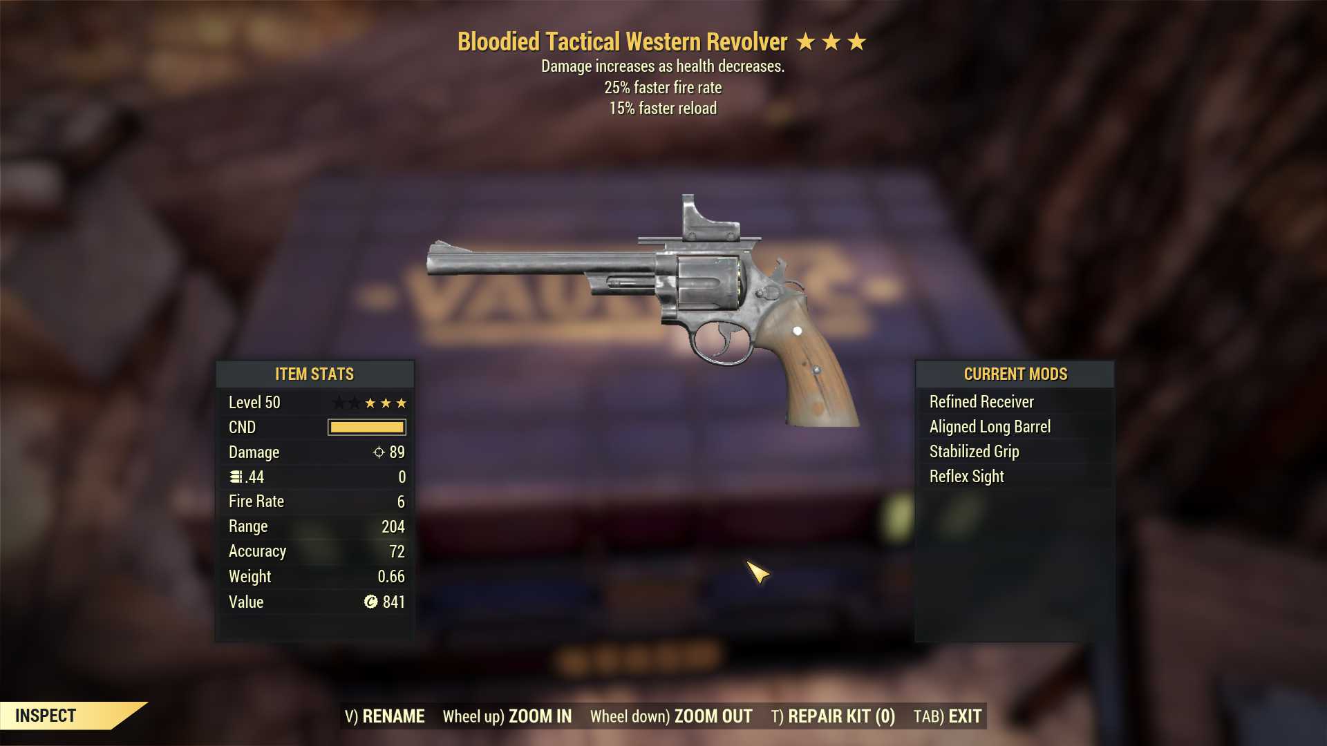 Bloodied Western Revolver (25% faster fire rate, 15% faster reload)