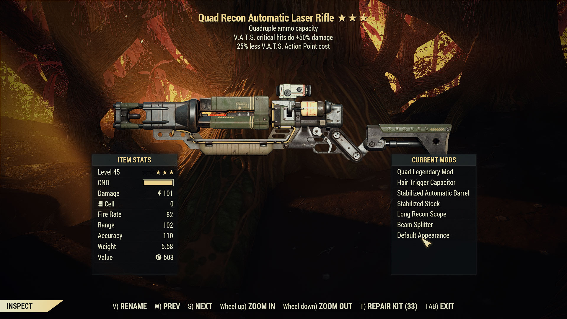 Quad Laser Rifle (+50% critical damage/25% less AP cost)