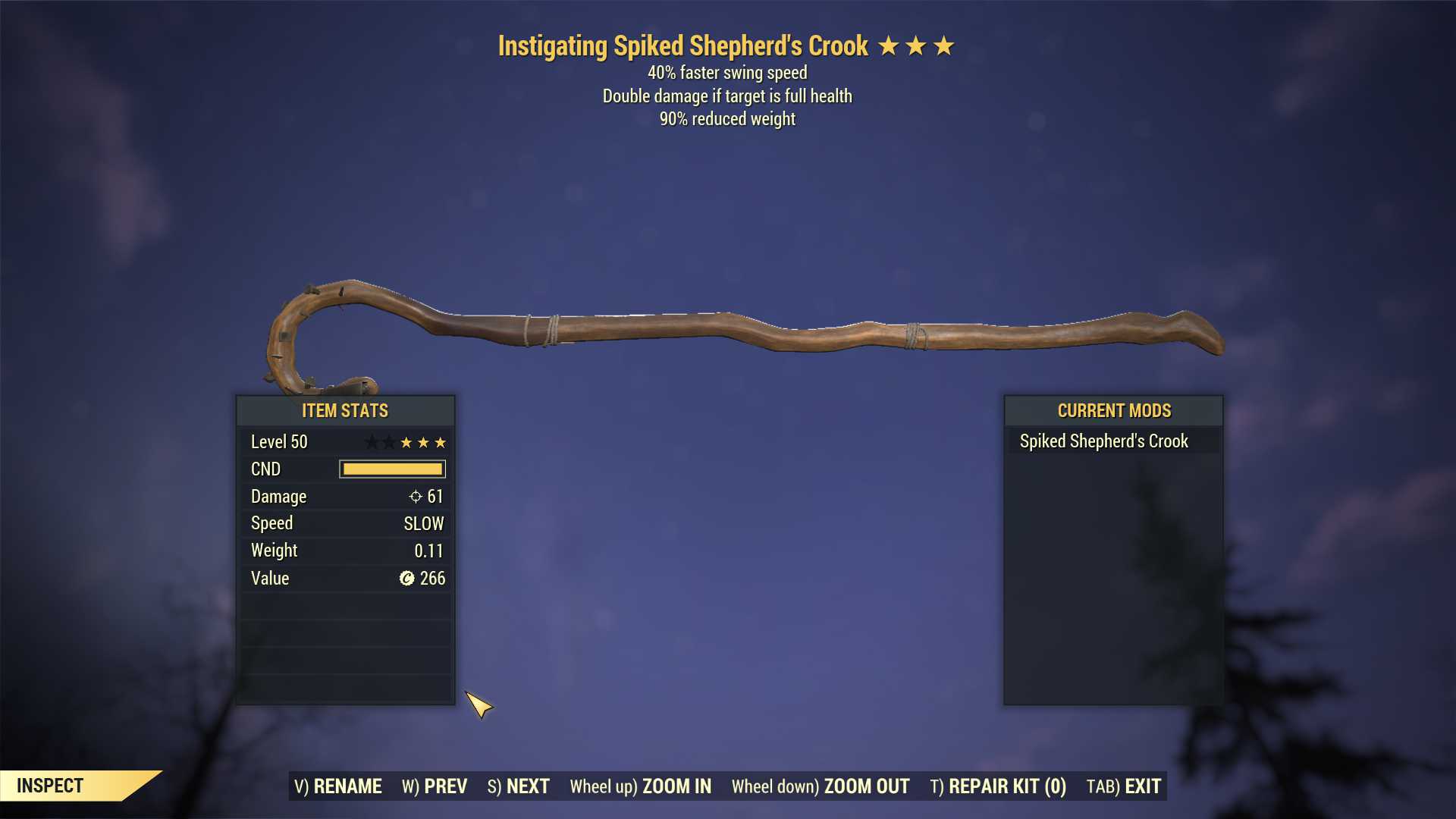 Instigating Shepherd's Crook (40% Faster Swing Speed, 90% reduced weight)
