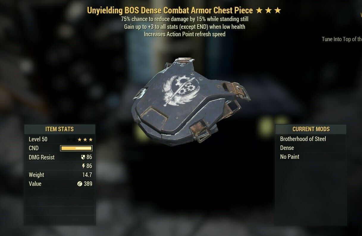 Fallout 76 Pc Unyielding Sentinel Bos Combat Armor Full Set 5 X Pieces Odealo