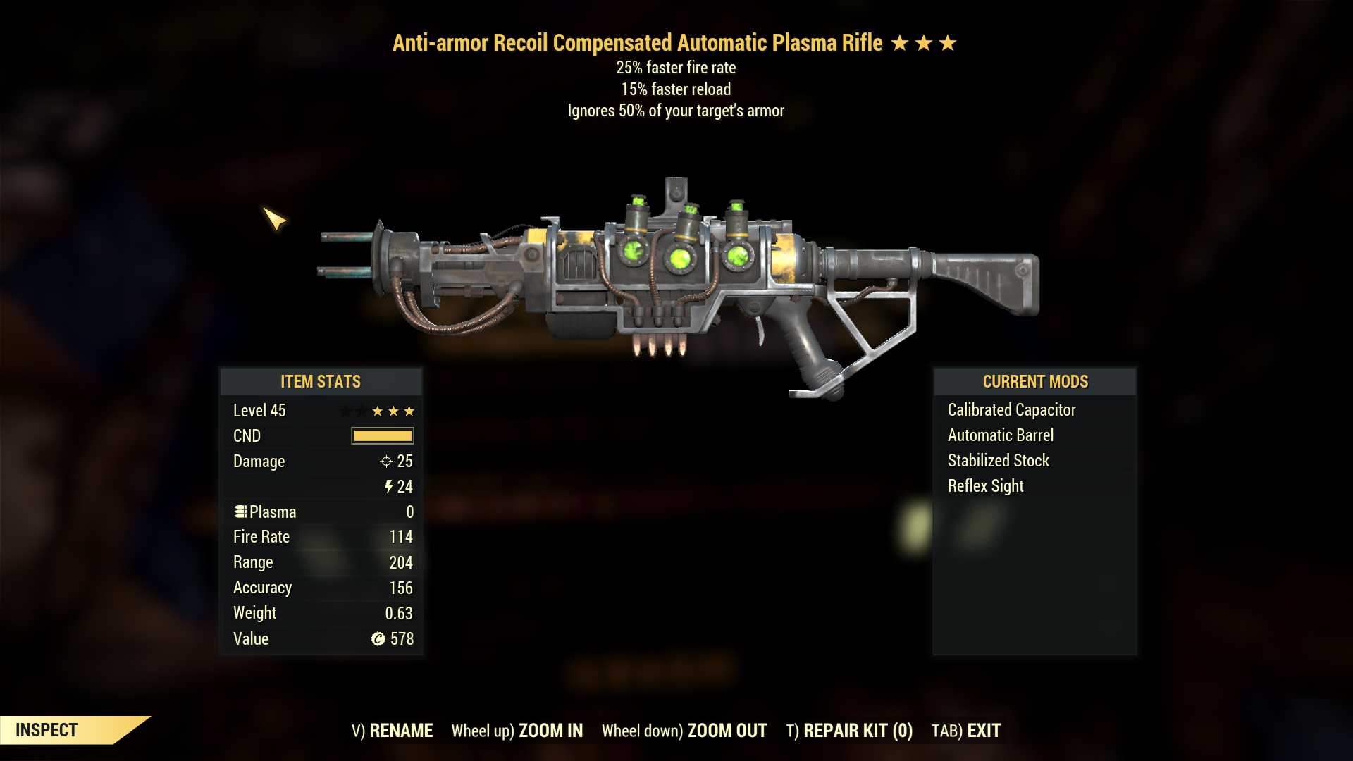 Anti-Armor Plasma rifle (25% faster fire rate, 15% faster reload)