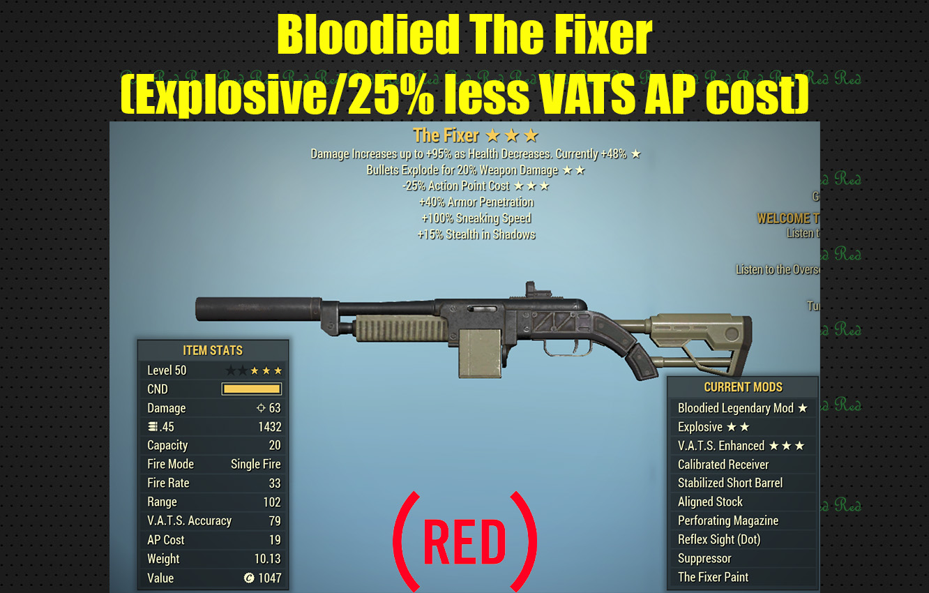 Bloodied Explosive THE FIXER [25% Less AP Cost] (Digital Item) PC