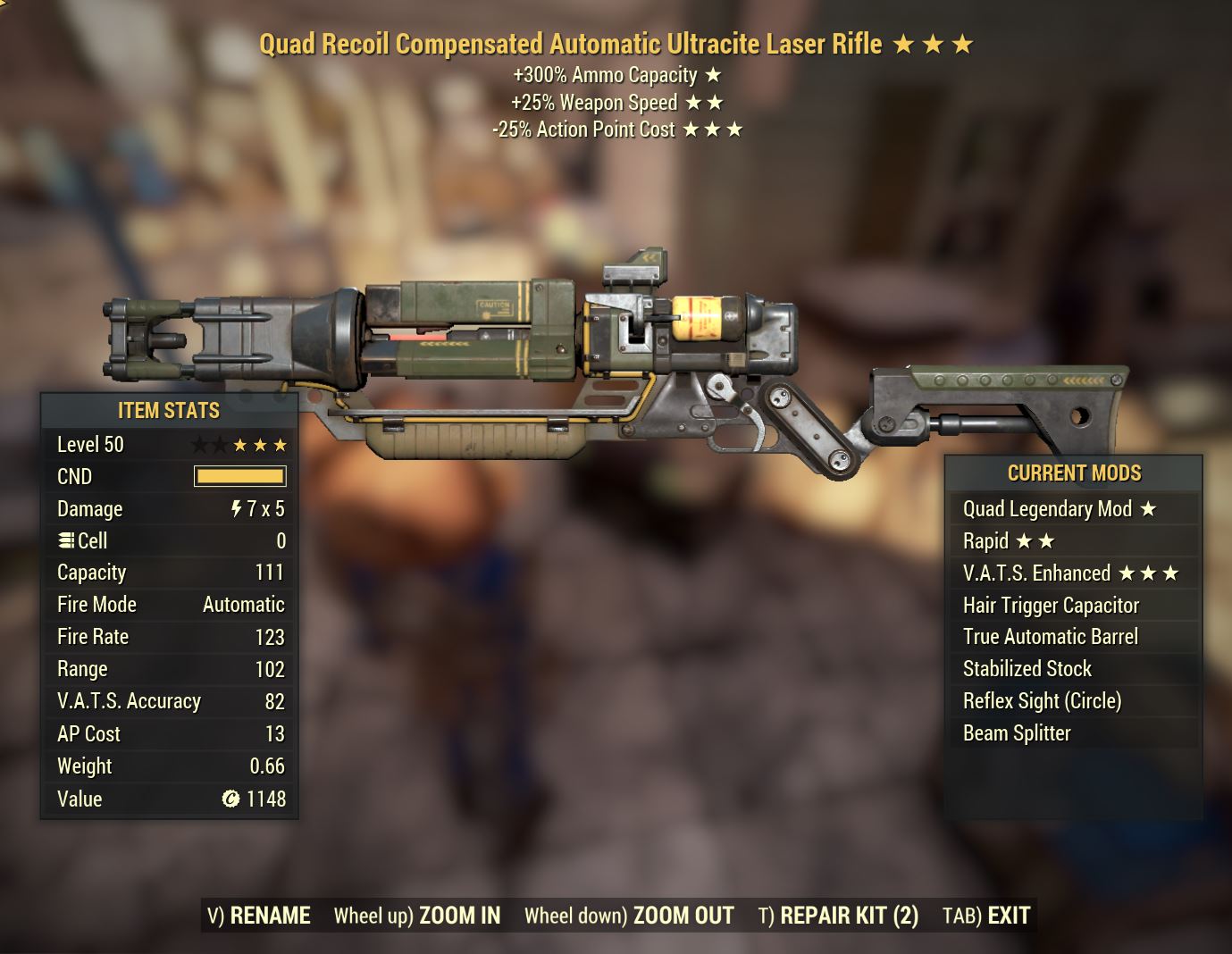 Buy Quad Ultracite Laser Rifle (Qu in FALLOUT 76 Items - Offer #2327761160