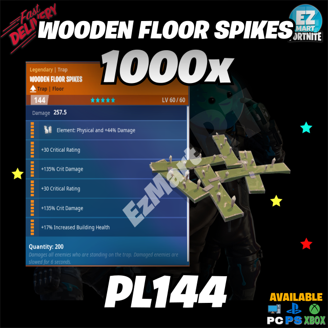 Buy 1,000x Wooden Floor Spikes PL1 in FORTNITE Items - Offer #251268451