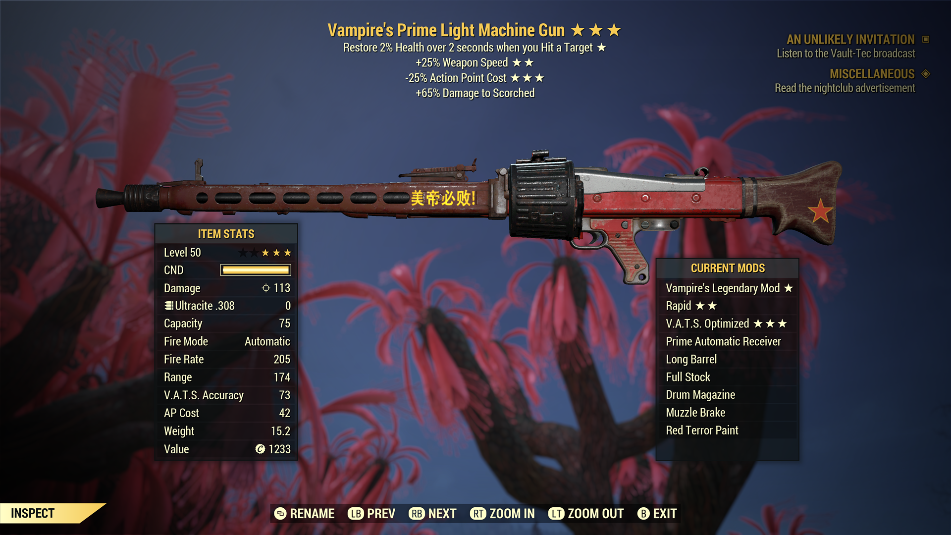 Buy [XBOX] Vampire's Light Machine in FALLOUT 76 Items - Offer #256639552