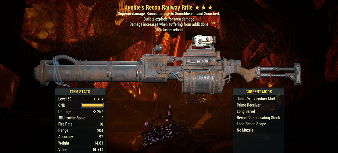 Buy Junkie's Explosive Railway Rif in FALLOUT 76 Items - Offer #2327041298