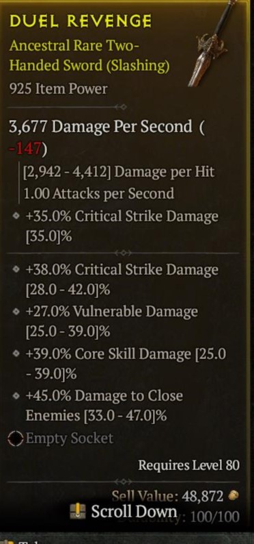 Buy 925 2 handed sword Crit dmg- V in DIABLO 4 Items - Offer #2335773561