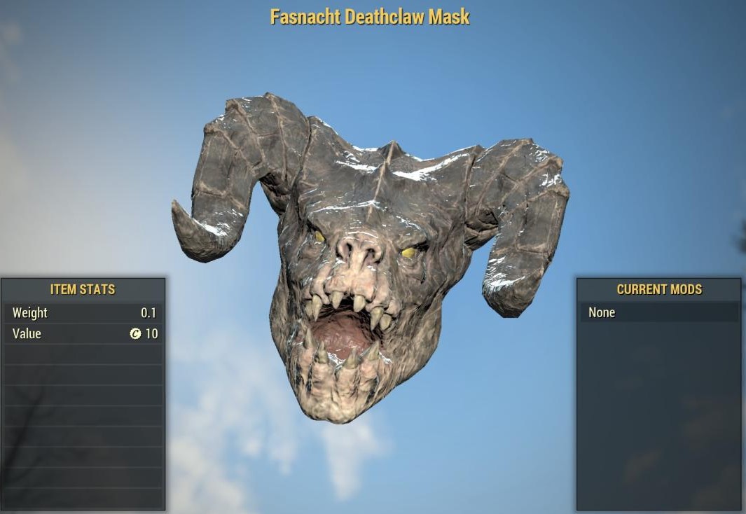 Buy Fasnacht Deathclaw Mask in FALLOUT 76 Items - Offer #2422069791