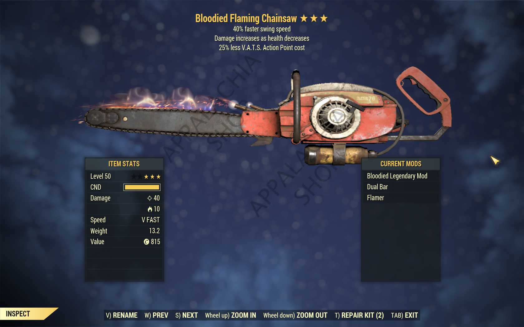 Buy Bloodied Chainsaw (40 Faster in FALLOUT 76 Items Offer 244453475