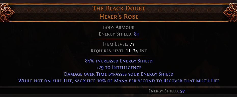 Hexer Robe Unique Buy The Black Doubt Hexer's Robe U in PATH OF EXILE 2 Items - Offer ...