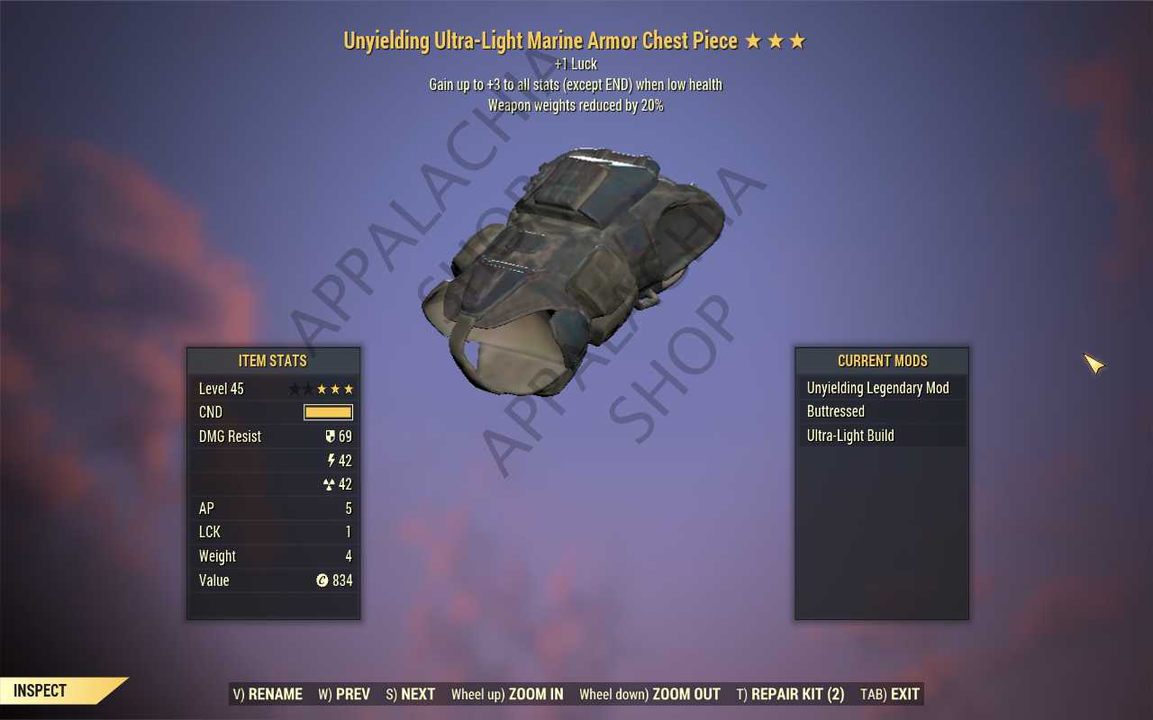 Buy [UNY LUCK WWR]Unyielding Weapo in FALLOUT 76 Items - Offer #2629595834