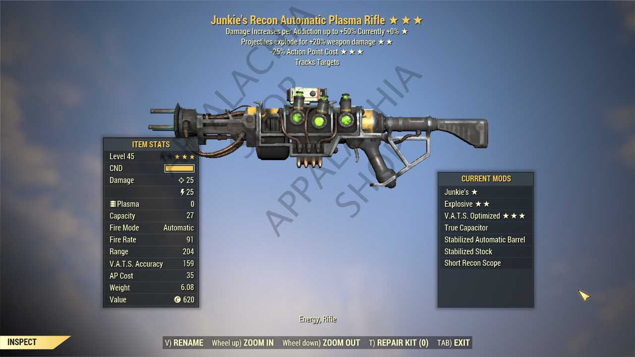 Buy Junkie's Explosive Plasma rifl in FALLOUT 76 Items - Offer #2531456750