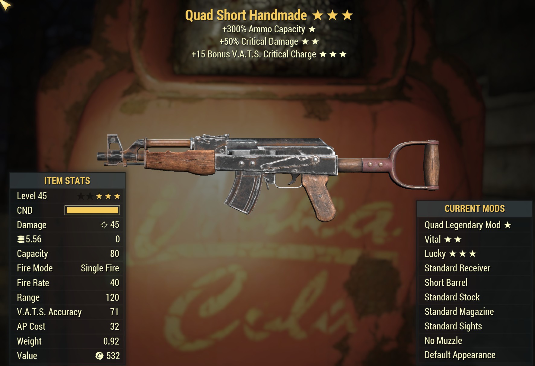 Buy Handmade Q 50c 15v In Fallout 76 Items - Offer #2422843715