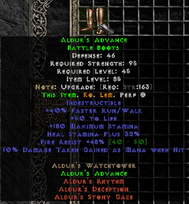 Pd2 Rune Values Buy Aldur's Advance Boots - PD2 Se in PROJECT DIABLO 2 Items - Offer ...