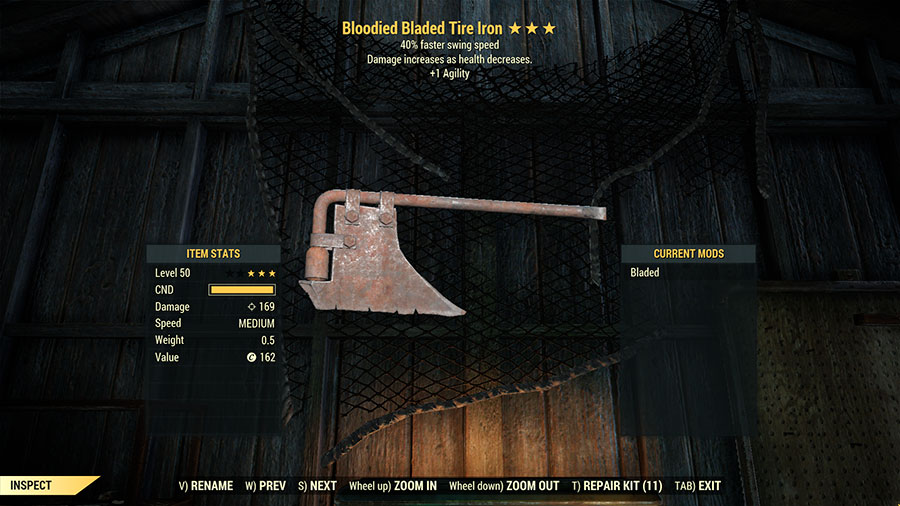 Buy Bloodied Bladed Tire Iron (40 in FALLOUT 76 Items Offer 246228885
