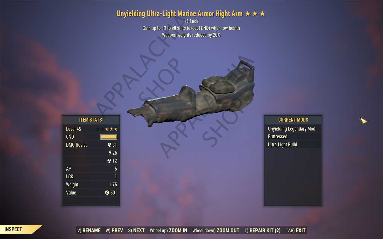 Buy [UNY LUCK WWR]Unyielding Weapo in FALLOUT 76 Items - Offer #2629595834
