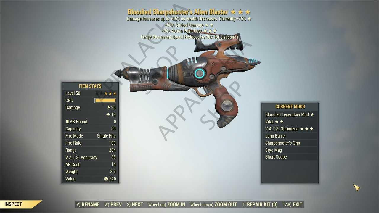 Buy Bloodied Alien Blaster (+50% c in FALLOUT 76 Items - Offer #2627658418