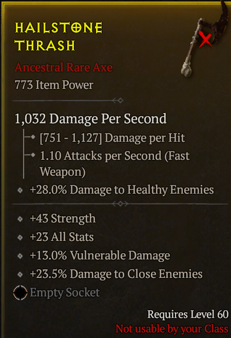 Buy ANCESTRAL AXE LVL 60 STRENGTH in DIABLO 4 Items - Offer #2320860116