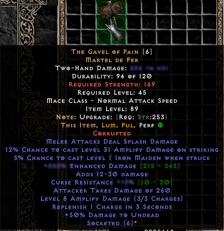 Buy The Gavel of Pain (6 open sock in PROJECT DIABLO 2 Items Offer