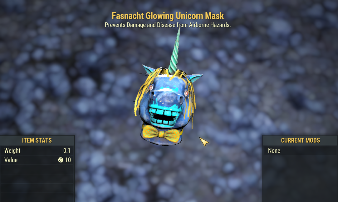 Buy Fasnacht Glowing Unicorn Mask in FALLOUT 76 Items - Offer #2417943561