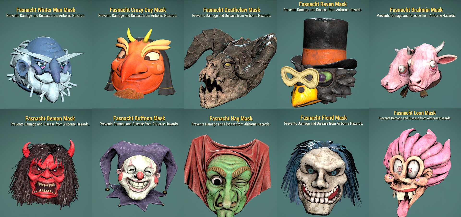 Buy Rare Fasnacht Masks 10in1 Bund in FALLOUT 76 Items - Offer #2629877440