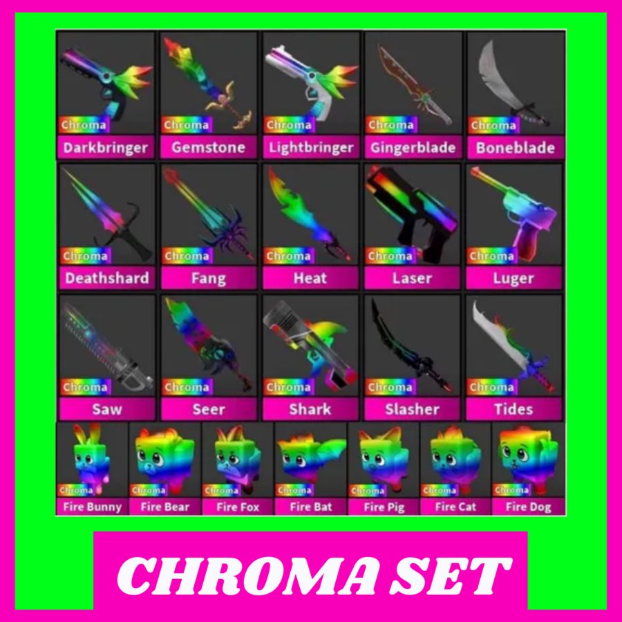 Chroma Set - 15 Items + 7 Pets / Murder Mystery 2 MM2 / Everything you ...