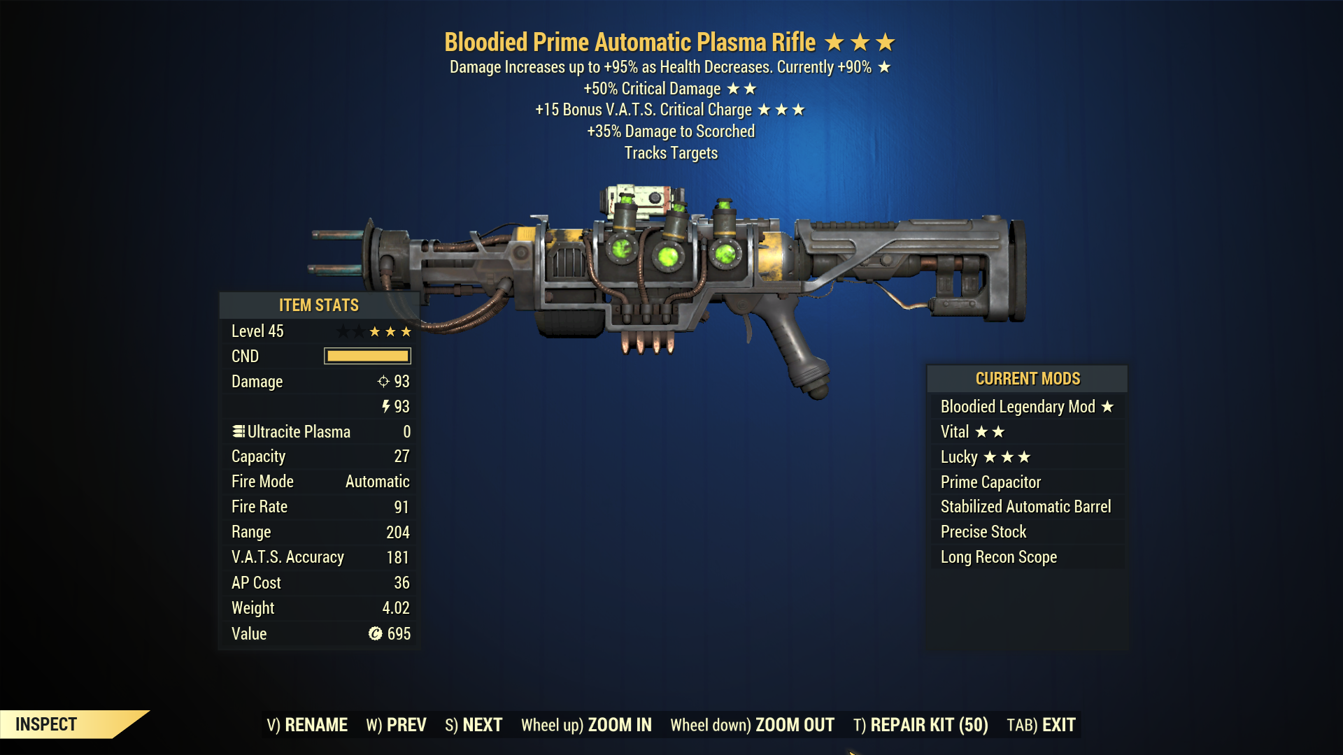 Buy Bloodied Plasma Rifle (+50 Cri in FALLOUT 76 Items - Offer #2424358959