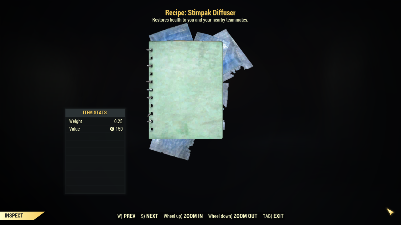 Buy [PC] Recipe: Stimpak Diffuser in FALLOUT 76 Items - Offer #2427423706