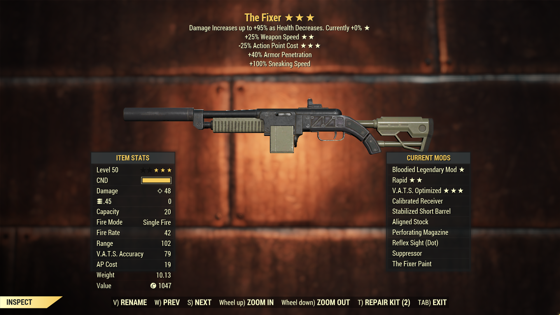 Buy [B2525] Bloodied The Fixer (25 in FALLOUT 76 Items - Offer #2421026757