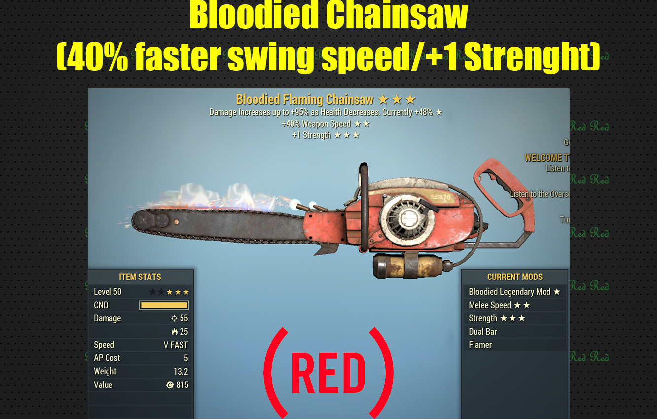 Buy Bloodied Chainsaw (40 faster in FALLOUT 76 Items Offer 2330431735