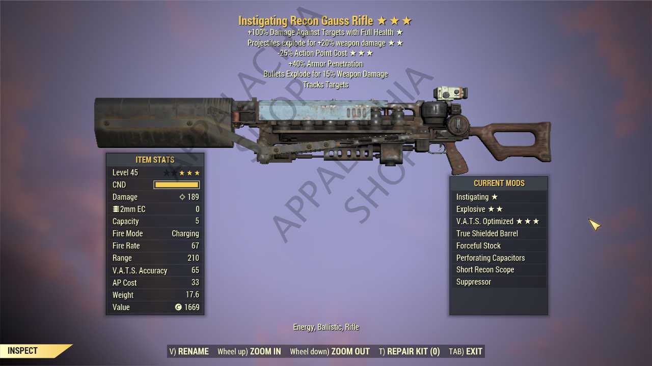 Insitigating Buy Instigating Explosive Gauss Ri in FALLOUT 76 Items - Offer #2629082804