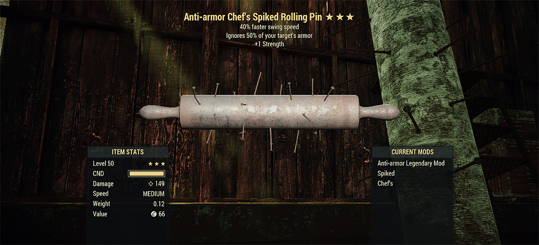 Buy Antiarmor Rolling Pin (40 fa in FALLOUT 76 Items Offer 2430096116