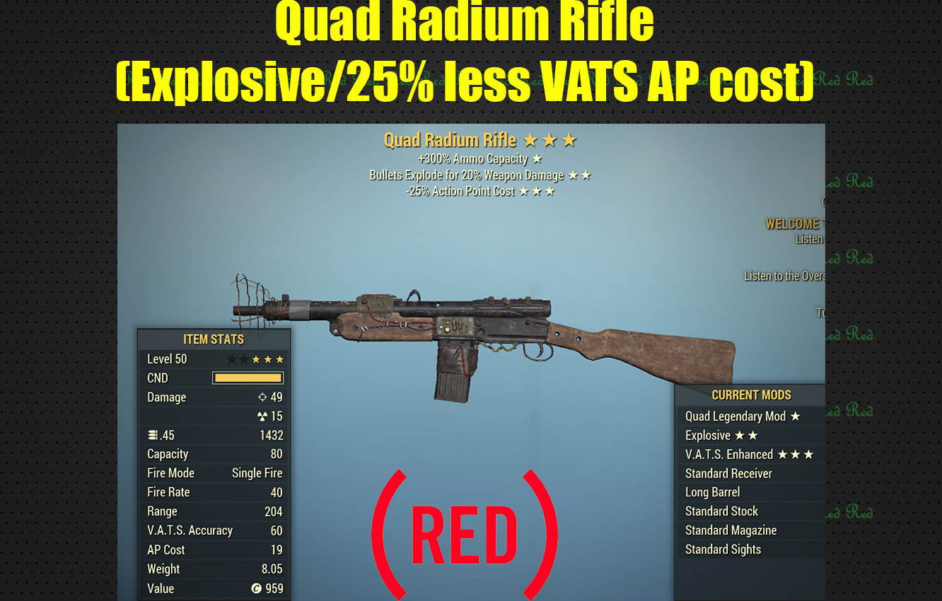 Fallout 76 Plans Radium Rifles Buy Quad Radium Rifle (Explosive/2 in FALLOUT 76 Items - Offer #2415749940
