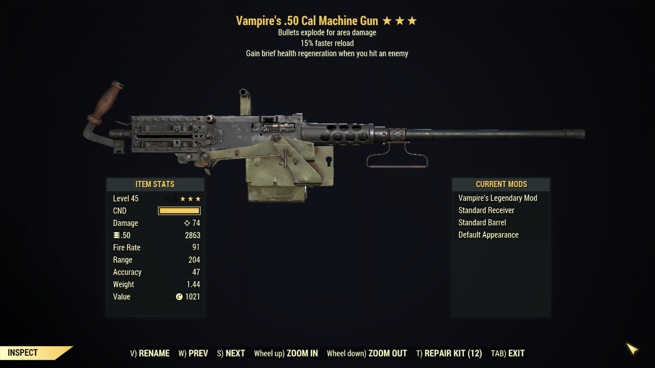 Buy [PC] Vampire's Explosive 50 Ca in FALLOUT 76 Items - Offer #251274221