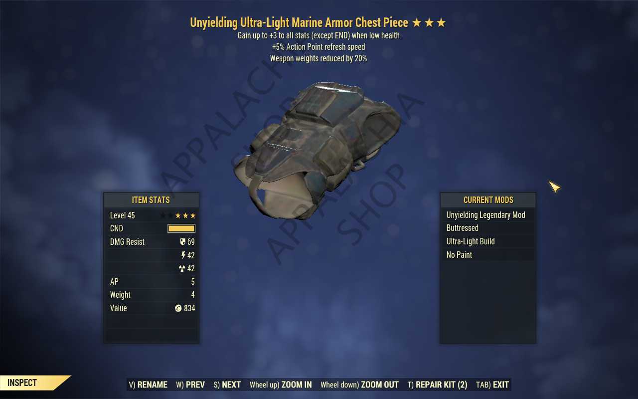Buy [UNY AP WWR]Unyielding Weapon in FALLOUT 76 Items - Offer #2629824506
