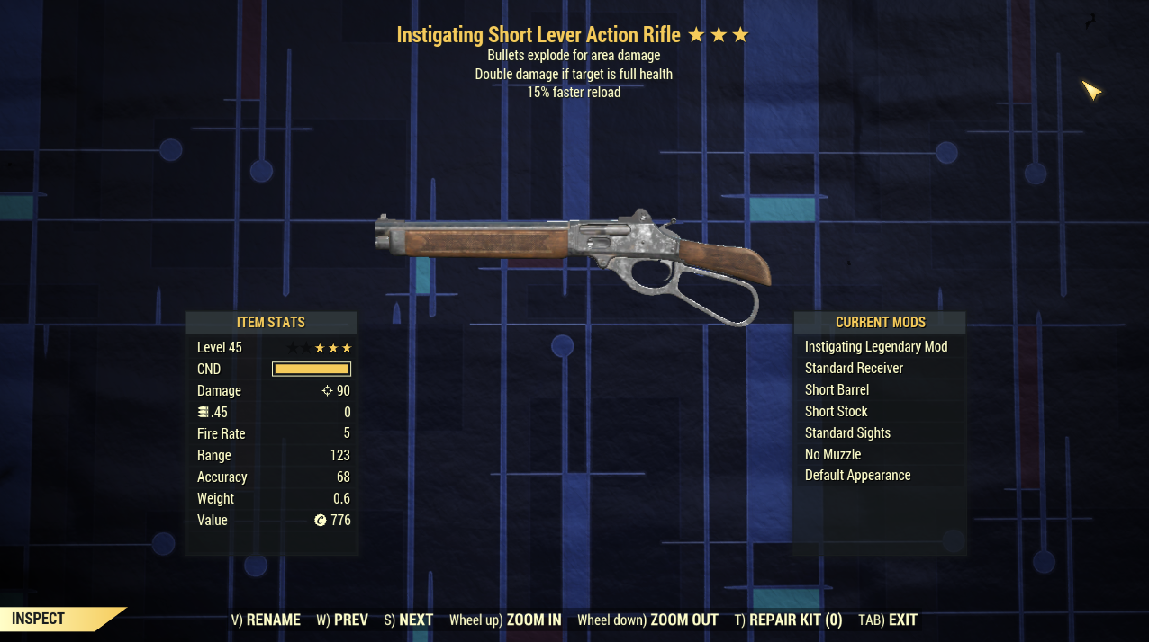 Buy Instigating Explosive Lever Ac in FALLOUT 76 Items - Offer #2425782152