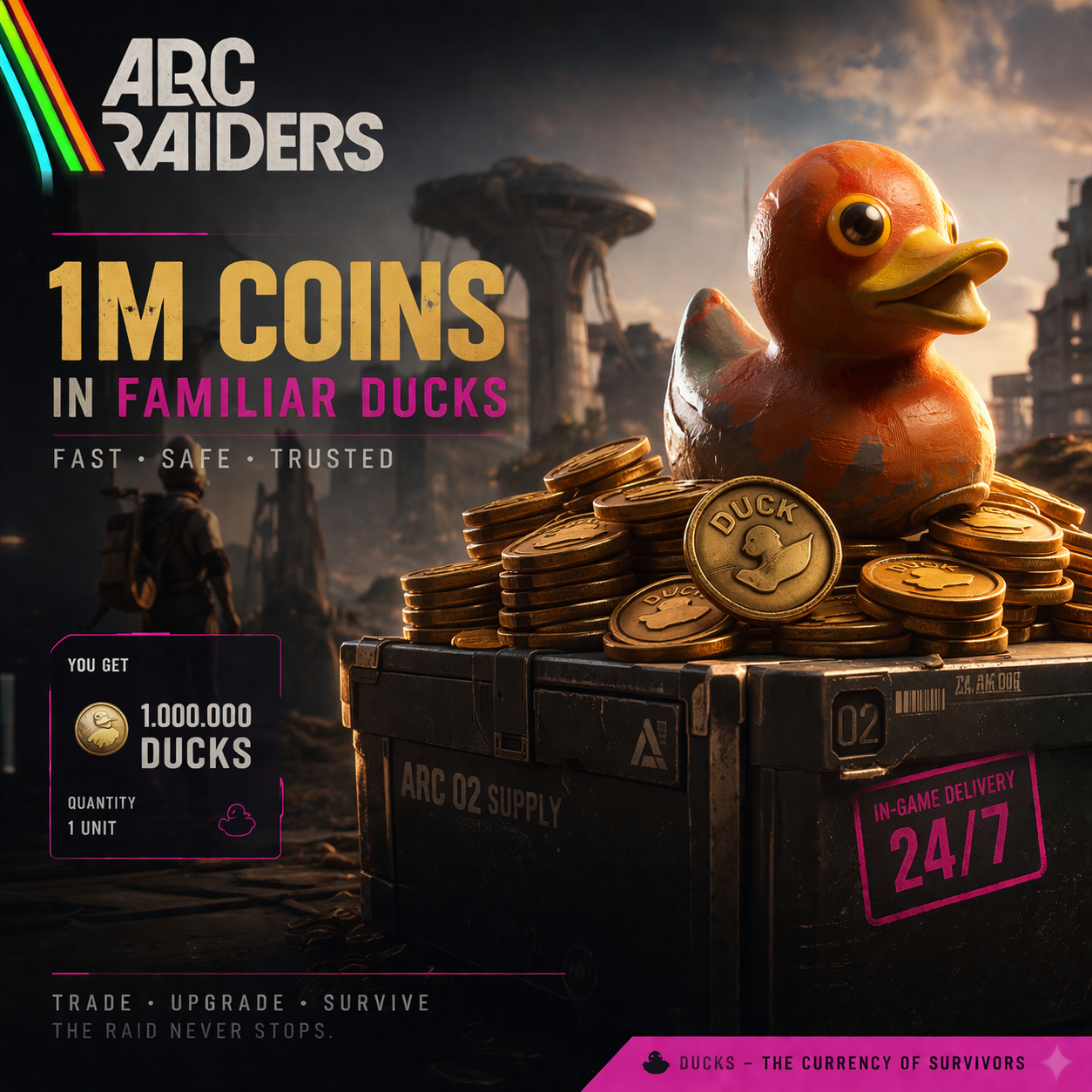 Buy 1M coins in ducks in ARC RAIDERS Coins - Offer #2610644989