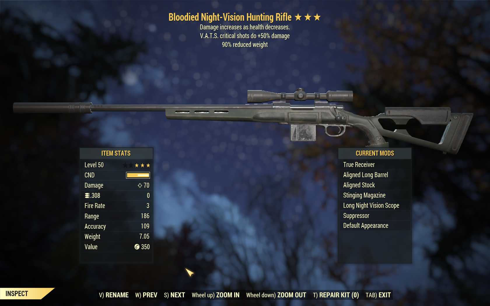 Buy Bloodied Hunting Rifle (+50% c in FALLOUT 76 Items - Offer #2420163281
