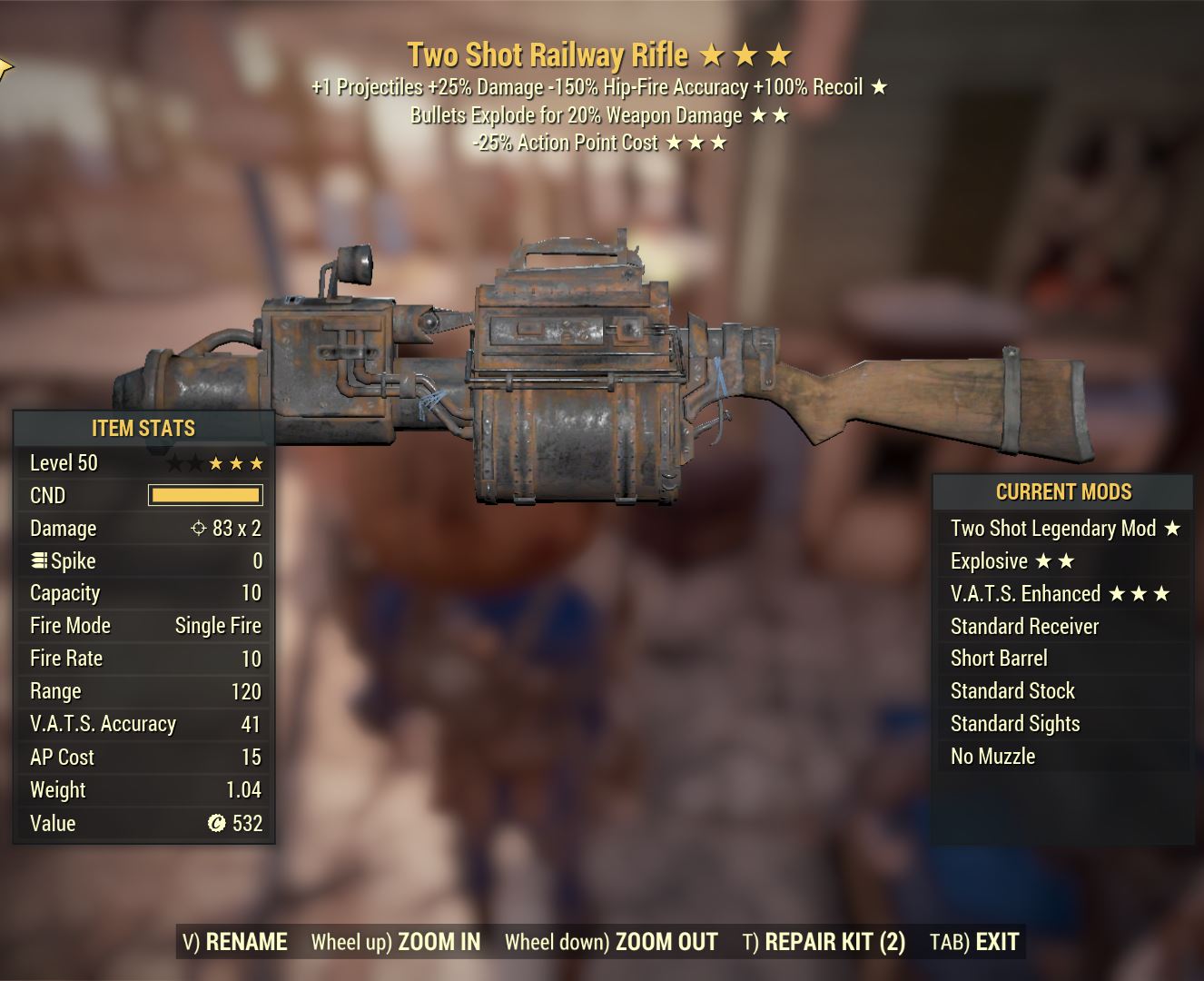 Buy Two Shot Railway Rifle (Two sh in FALLOUT 76 Items - Offer #2327739243